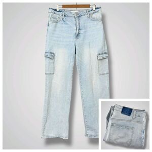 Vervet Light Wash‎ Wide Leg Cargo Jeans Y2K Streetwear Style Denim Size 32